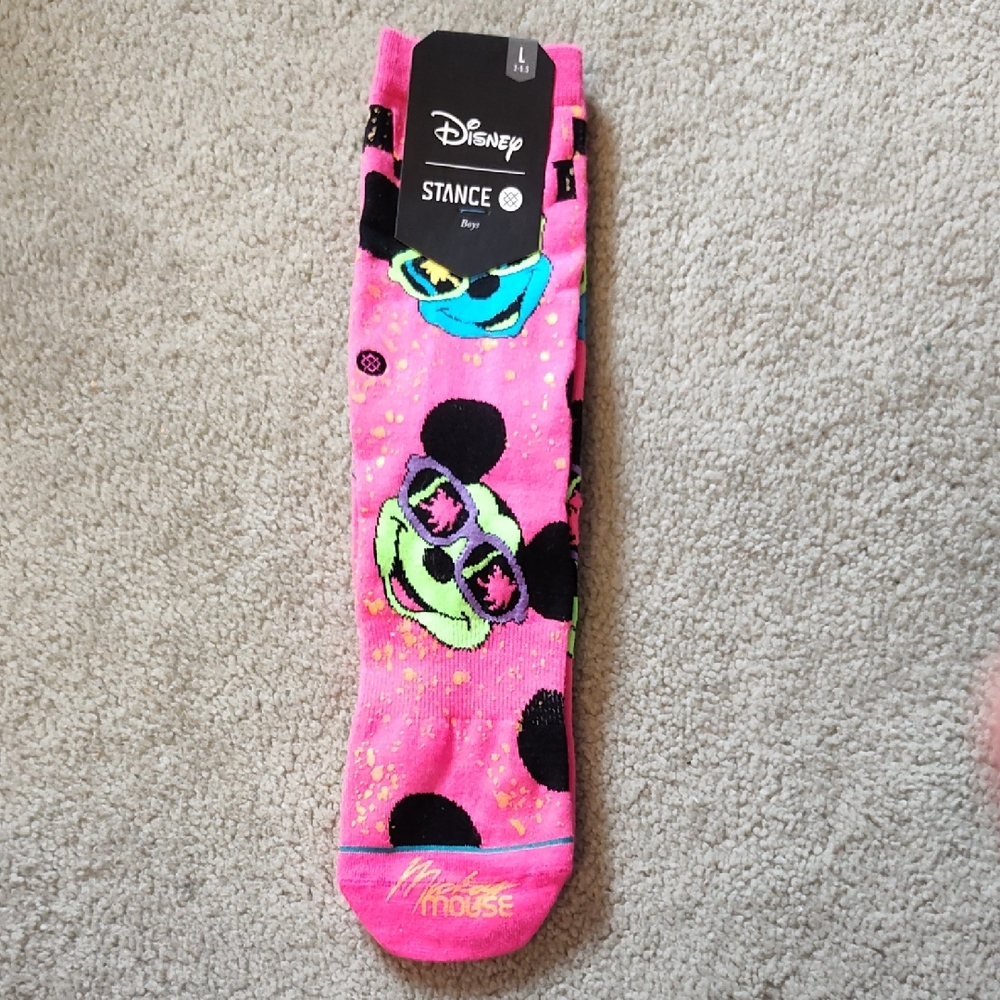 Disney x Stance Pink Socks with Mickey Mouse Design